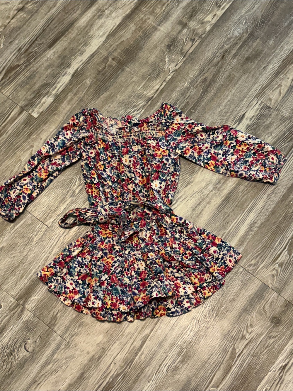 Ralph Lauren Multicolor Floral Smocked Long-Sleeve Dress